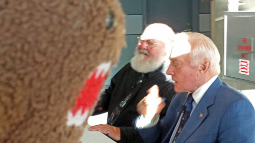 Domo eats Buzz Aldrin and Leonard David Domo eats Buzz Aldrin and Leonard David