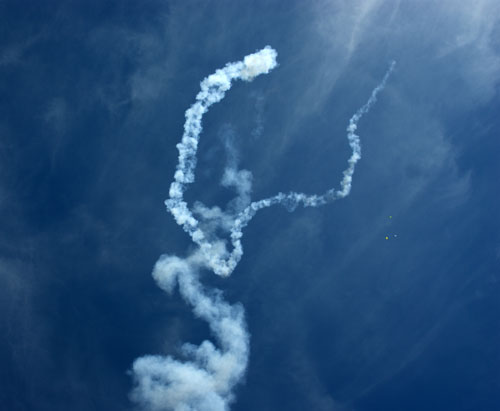 smoke trails and first stage smoke trails and first stage